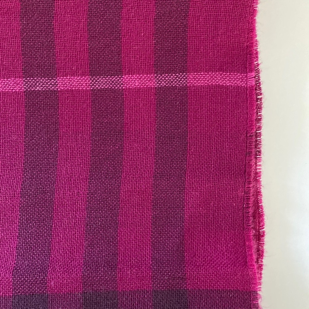 Burberry Burgundy Nova Check Wool Cashmere Scarf - Picture 6 of 7